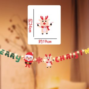 聖誕佈置旗附電池燈(USB)-暖光(聖誕老人與鹿)