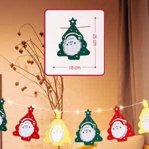 聖誕佈置旗附電池燈(USB)-暖光(聖誕樹老人)