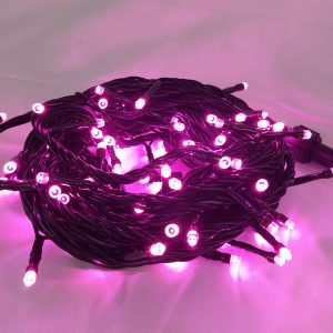 LED 100燈樹燈燈串-粉紅-黑線-220V-附控制器(閃爍)