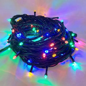 LED 100燈樹燈燈串-四彩-黑線-110V-附控制器(閃爍)