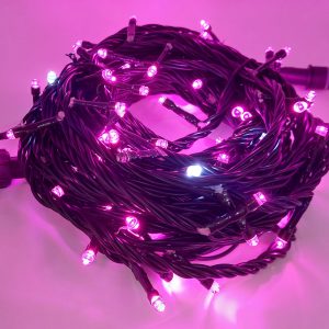 LED 100燈樹燈燈串-馬卡龍粉+白單閃-黑線-220V(常亮)