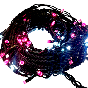 LED 100燈樹燈燈串-粉白光-黑線-110V(常亮)
