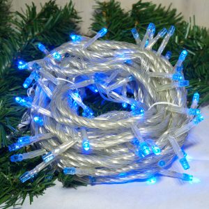 LED 100燈樹燈燈串-藍光-透明線-220V(常亮)